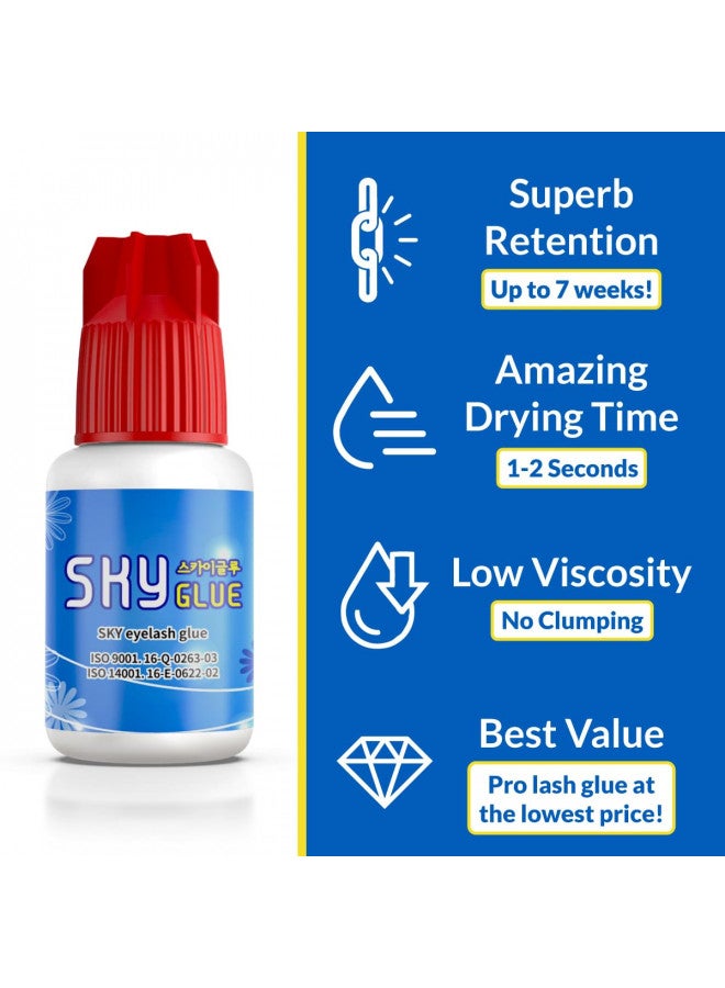 beau lashes 2 Bottles Sky Glue For Eyelash Extensions S+ | Super Strong Black Lash Extension Adhesive For Professional Long Lasting Semi Permanent Individual Lash Extensions | Fast Drying / 7+ Week Retention 5Ml - Image 1