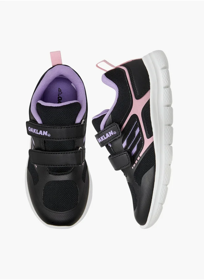 Oaklan by Shoexpress Girls Logo Print Sports Shoes with Hook and Loop Closure
