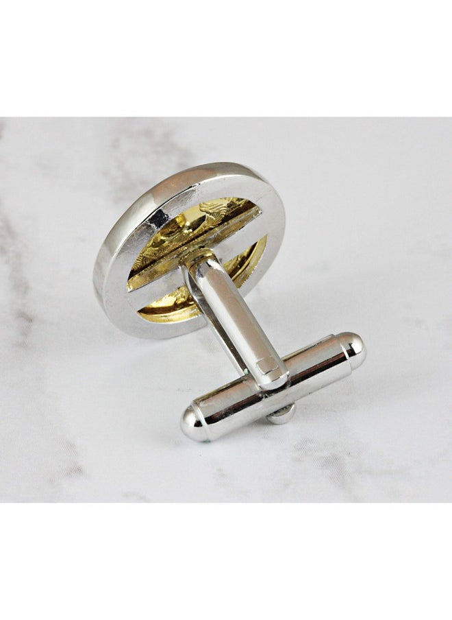 American Coin Treasures - Italian Republic Coin Silvertone Bezel Cuff Links | Lira Coins | Men'S Cufflinks | Miss Italy Lire Coins - Image 1