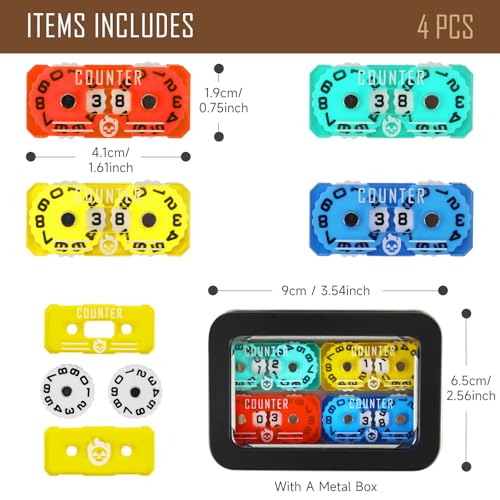 FIGURESLAB 4Pcs MTG Life Counter Twin Digits with Metal Box Health Tracker Life Counter for MTG Magic Card Games Accessories Compatible with Magic The gatering Tabletop RPG DD CCG TCG Board Games - Image 5