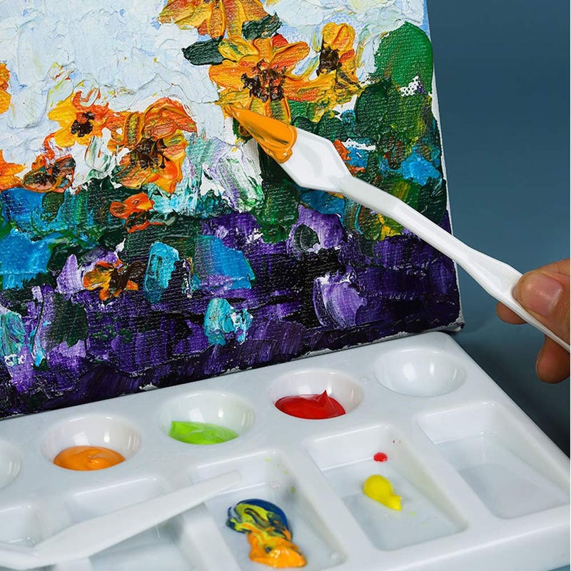Penta Angel Plastic Painting Palette Knives Set 6Pcs White Art Artist Paint Spatula Tools for Oil Acrylic Painting Color Mixing - Image 5