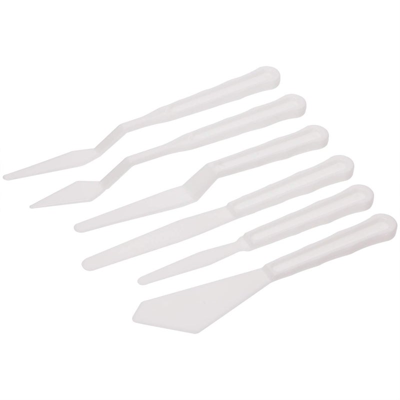 Penta Angel Plastic Painting Palette Knives Set 6Pcs White Art Artist Paint Spatula Tools for Oil Acrylic Painting Color Mixing - Image 1