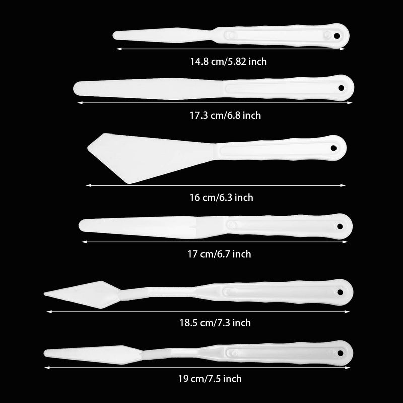 Penta Angel Plastic Painting Palette Knives Set 6Pcs White Art Artist Paint Spatula Tools for Oil Acrylic Painting Color Mixing - Image 2