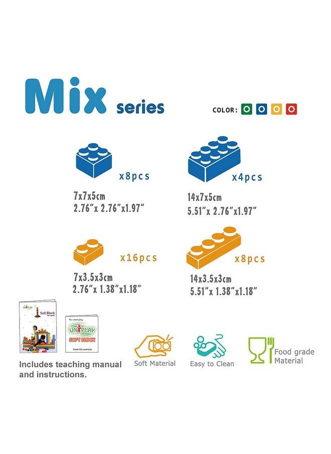uniplay Mix Soft Building Blocks For Infant Early Learning Educational And Sensory Toy Cognitive Development For Unisex Toddlers (36Piece Set)  - Image 3