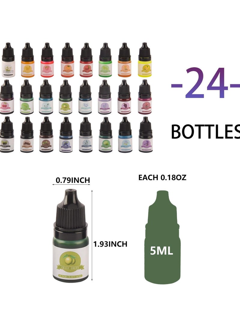 24 Colors Color Pigment Epoxy Resin Pigment - 24 Colors Liquid Translucent Colorant, AB Coloring Paint Highly Concentrated Dye for DIY Resin Carft Jewelry Making - 5ml Each - Image 4