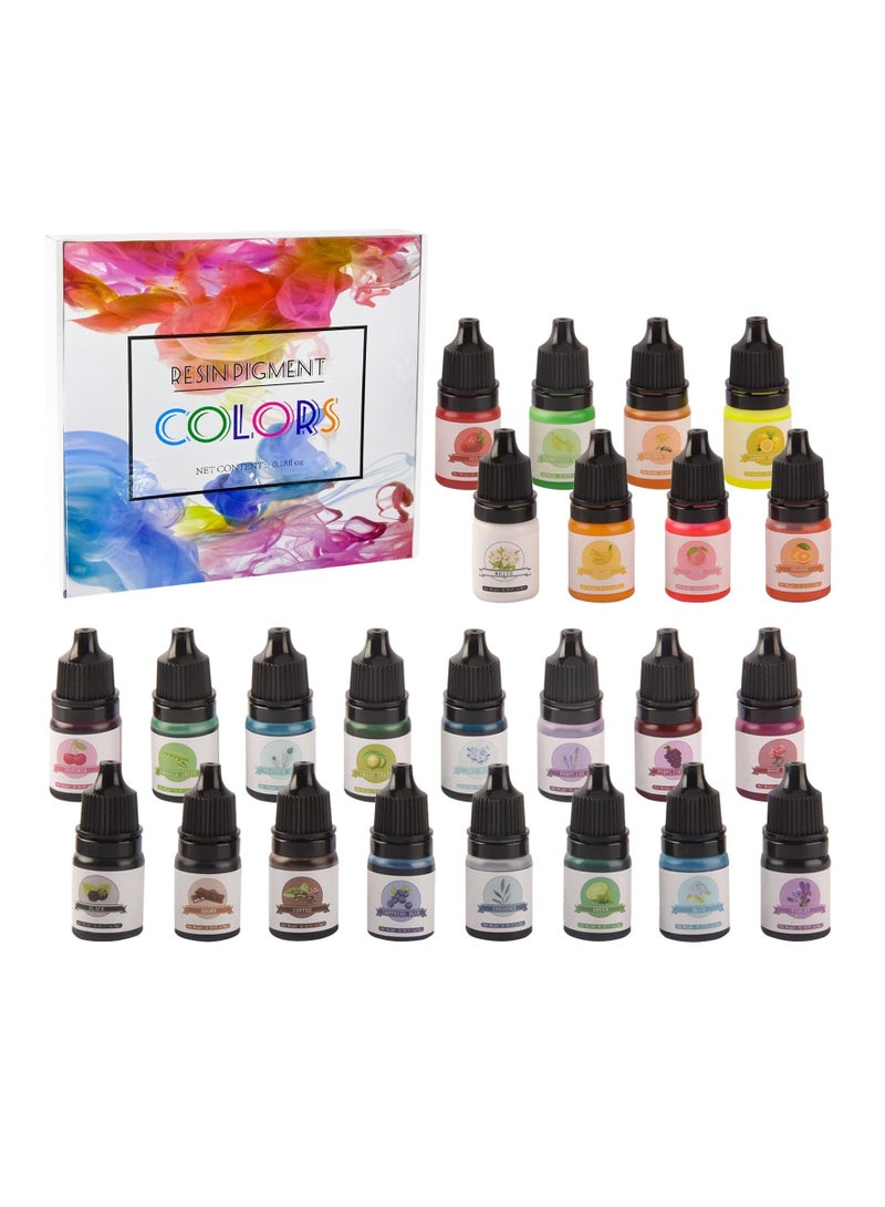24 Colors Color Pigment Epoxy Resin Pigment - 24 Colors Liquid Translucent Colorant, AB Coloring Paint Highly Concentrated Dye for DIY Resin Carft Jewelry Making - 5ml Each - Image 1