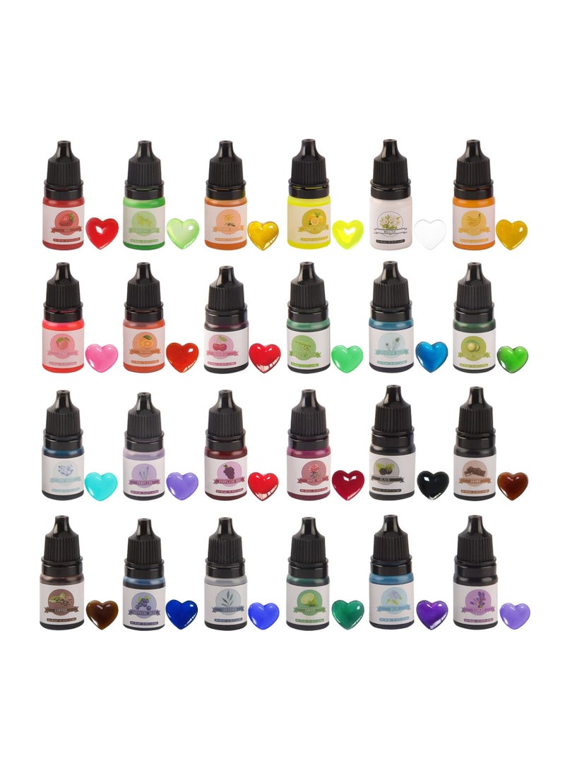 24 Colors Color Pigment Epoxy Resin Pigment - 24 Colors Liquid Translucent Colorant, AB Coloring Paint Highly Concentrated Dye for DIY Resin Carft Jewelry Making - 5ml Each - Image 3