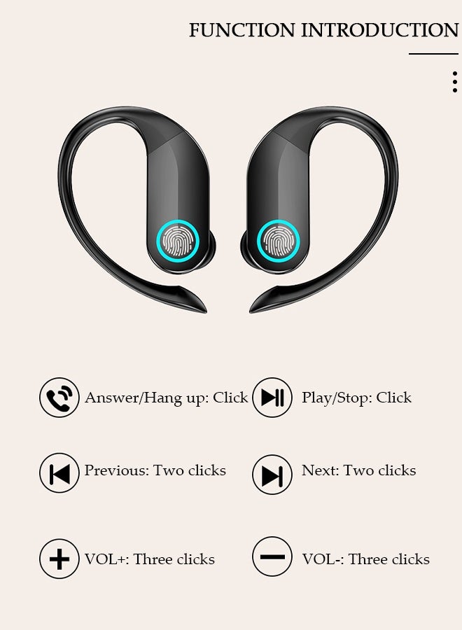 DUNISO Bluetooth Headphones Wireless Earbuds 13hrs Playtime Wireless Charging Case Digital Display Sports Ear buds with Earhook Premium Deep Bass IPX5 Waterproof Over-Ear Earphones for TV Phone Laptop - Image 5