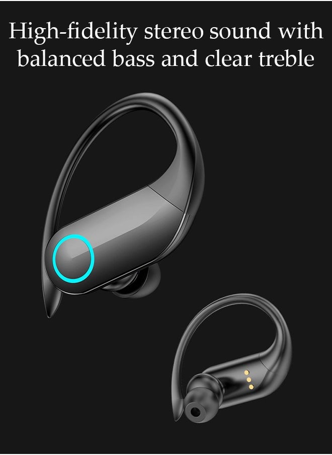 DUNISO - Bluetooth Headphones Wireless Earbuds 13hrs Playtime Wireless Charging Case Digital Display Sports Ear buds with Earhook Premium Deep Bass IPX5 Waterproof Over-Ear Earphones for TV Phone Laptop - Image 1