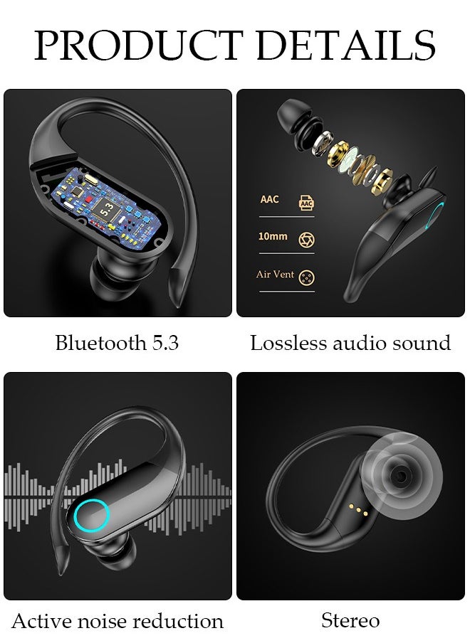 DUNISO - Bluetooth Headphones Wireless Earbuds 13hrs Playtime Wireless Charging Case Digital Display Sports Ear buds with Earhook Premium Deep Bass IPX5 Waterproof Over-Ear Earphones for TV Phone Laptop - Image 1