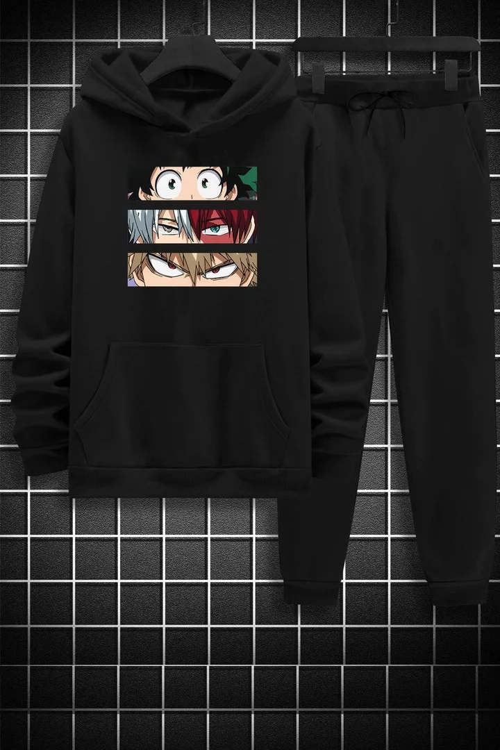 ONLYTRENDWEAR Unisex Makima Hugging Denji Tracksuit Set S.m. Black
