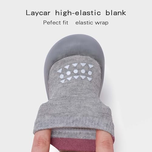 Bearbay Baby Rubber Sole Non-Skid Walking Sock Shoes,Baby Slipper, Sneakers for Unisex Newborn Infants Toddlers Boys Girls Grey - Image 4