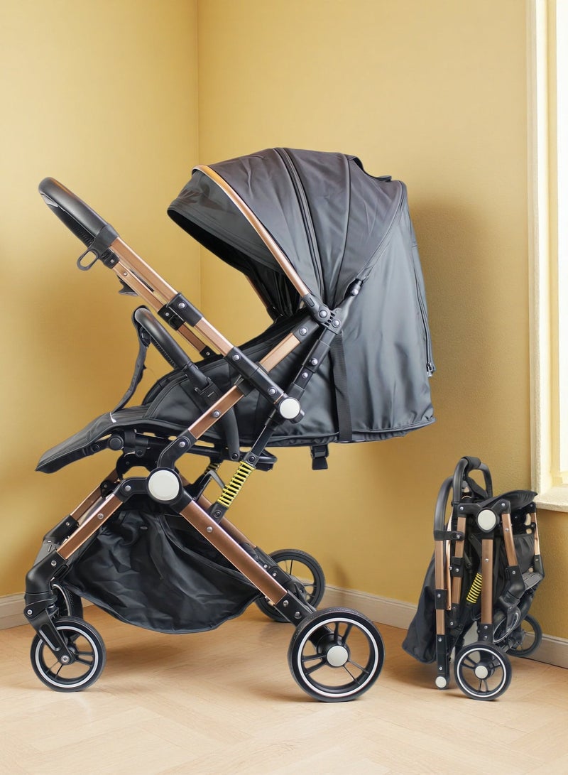 Two-way One-click Ultra Lightweight Foldable Travel Stroller with Comfortable and Shock Absorbent Multi Position Reclining Seat Foldable Storage Basket Adjustable Canopy NO.1105 - Image 1