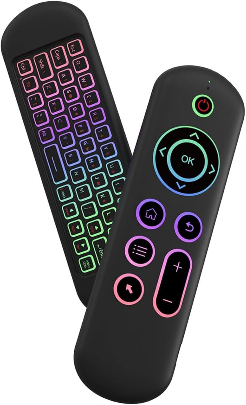 Mini Keyboard, Wireless Air Mouse Remote Control with 2.4G & BT5.2 Connectivity, Rechargeable Backlit Mini Keyboard for Android TV Box, PC, Smart TV, Projector, All-in-One PC, MAC - Image 1
