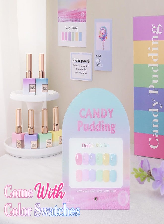 دابل ريذم مجموعة طلاء جل من دبل ريذم، 6 قطع، 15 مل، نفس اللون ونفس الزجاجة، مجموعة طلاء جل قابلة للنقع، فن الأظافر، مانيكير، صالون، اصنعها بنفسك في المنزل للنساء (جيلي وردي، أرجواني، أخضر، أصفر، أزرق-T6-22) - Image 2