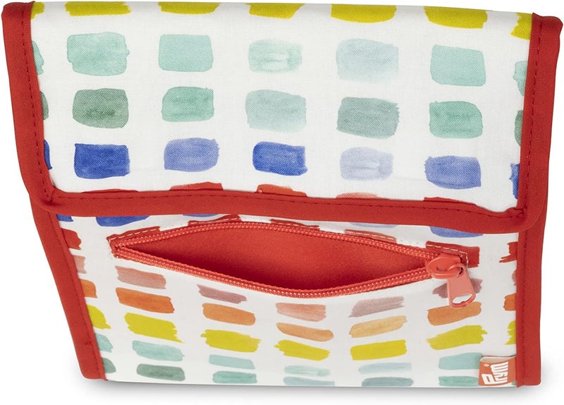 PRYM Circular Knitting Needle Case – 9” x 7-1/4” Fan-Fold Organizer with 10 Pockets, Magnetic Closure & Zip Accessory Pocket - Rainbow Specks - Image 5