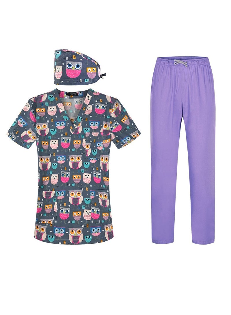 KUYING New V-neck Printed Short Sleeved Pants Surgical Gown And Work Uniform  - Image 1