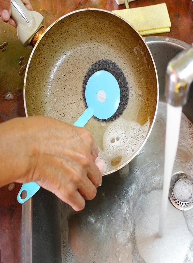 PACKOVE Kitchen Pot Scrubber with Handle and 8 Stainless Steel Wire Balls Dish Cleaning Brush for Pots Pans Sinks 9.64X3.14X2.55In - Image 2