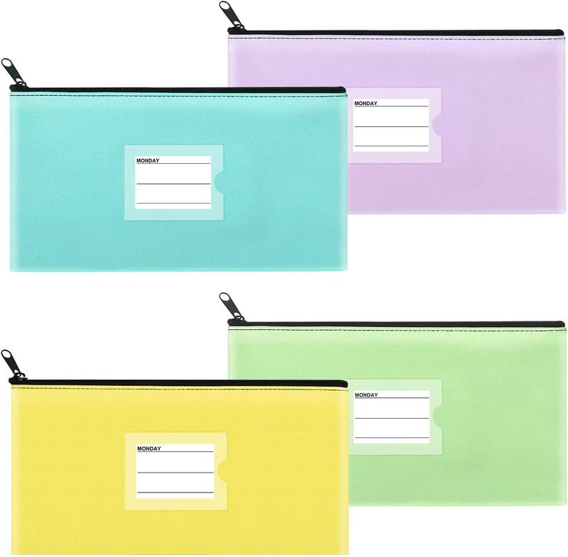 Sinzip 4 Pack Bank Deposit Money Bag, Heavy Duty Leatherette Security Zipper Wallet with Clear Window, Coin Bag, Cash Bag, Tool Pouch, Assorted Colors (4 Pack Mix-Color03) - Image 1