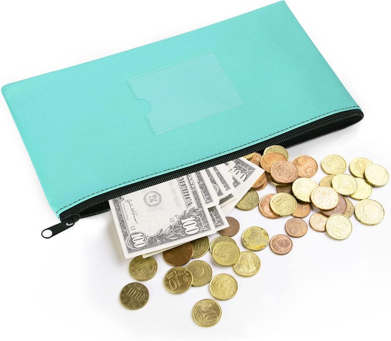 Sinzip 4 Pack Bank Deposit Money Bag, Heavy Duty Leatherette Security Zipper Wallet with Clear Window, Coin Bag, Cash Bag, Tool Pouch, Assorted Colors (4 Pack Mix-Color03) - Image 2