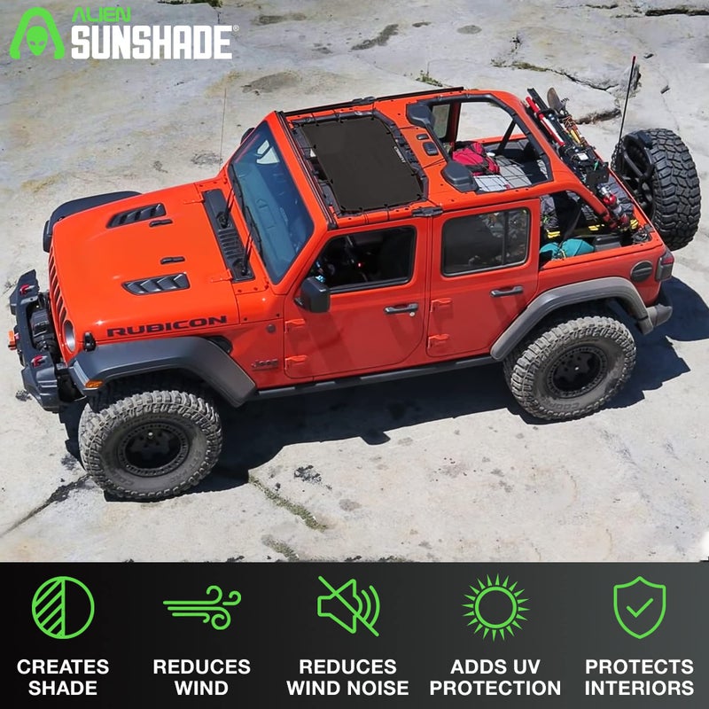 Alien Sunshade Jeep Wrangler JL & JLU (2018 - Current) – Front Mesh Sun Shade for Jeep JL Unlimited - Blocks UV, Wind, Noise - Bikini JLkini Top Cover for Sport, Sport S, Sahara, Rubicon (Black) - Image 2