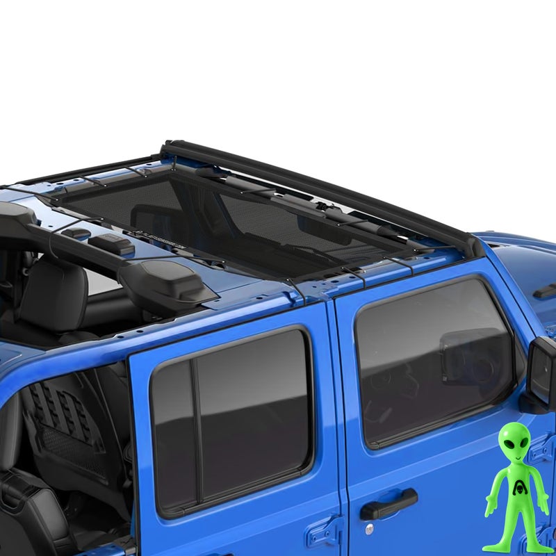 Alien Sunshade Jeep Wrangler JL & JLU (2018 - Current) – Front Mesh Sun Shade for Jeep JL Unlimited - Blocks UV, Wind, Noise - Bikini JLkini Top Cover for Sport, Sport S, Sahara, Rubicon (Black) - Image 1