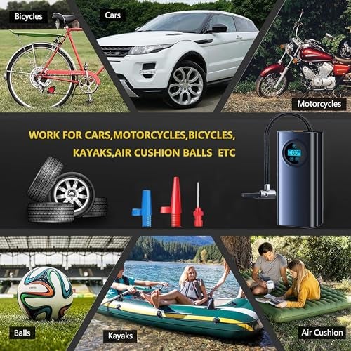 US1984 Air Compressor Tyre Inflator for Car, Rechargeable Electric Portable Air Pump, 2X Faster, 150PSI, Auto Off, Accurate Pressure Display, Smart Tyre Inflator for Cars, Bikes, Cycle, Inflatables - Image 3