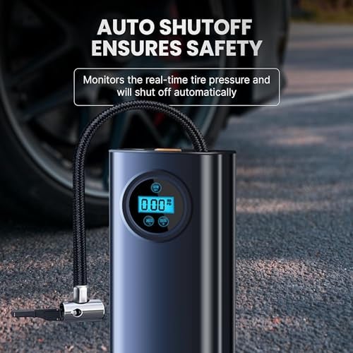 US1984 Air Compressor Tyre Inflator for Car, Rechargeable Electric Portable Air Pump, 2X Faster, 150PSI, Auto Off, Accurate Pressure Display, Smart Tyre Inflator for Cars, Bikes, Cycle, Inflatables - Image 2