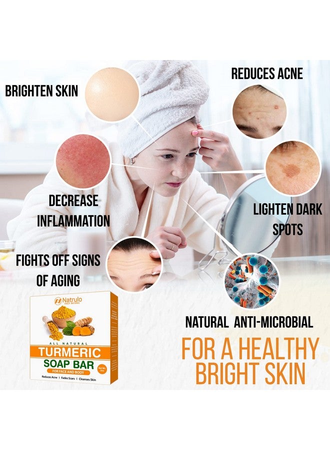 Natrulo Natural Turmeric Soap Bar For Face & Body Turmeric Skin Brightening Soap For Dark Spots Intimate Areas Underarms Turmeric Face Wash Reduces Acne Fades Scars & Cleanses Skin 5Oz Turmeric Bar - Image 2