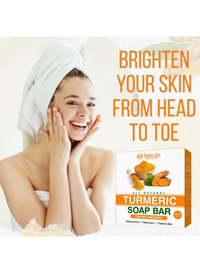 Natrulo Natural Turmeric Soap Bar For Face & Body Turmeric Skin Brightening Soap For Dark Spots Intimate Areas Underarms Turmeric Face Wash Reduces Acne Fades Scars & Cleanses Skin 5Oz Turmeric Bar - Image 5