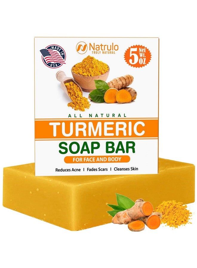Natrulo Natural Turmeric Soap Bar For Face & Body Turmeric Skin Brightening Soap For Dark Spots Intimate Areas Underarms Turmeric Face Wash Reduces Acne Fades Scars & Cleanses Skin 5Oz Turmeric Bar - Image 1