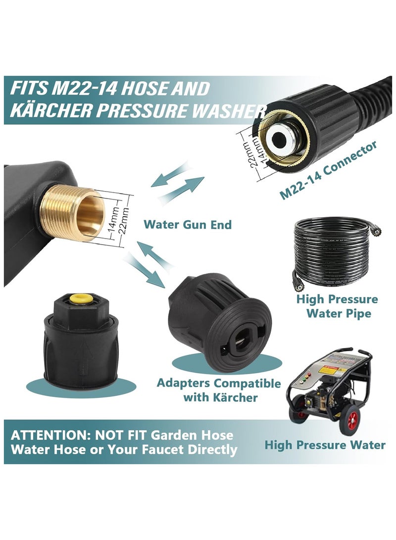 مسدس غسالة الضغط العالي 4350PSI - 7 رؤوس فوهة ماء وموصل سريع لغسالة الضغط Karcher K1-K7 - مسدس غسيل نفاث قصير مع موصل خرطوم تركيب M22 14 مم وموصل سريع 1/4 بوصة  - Image 5