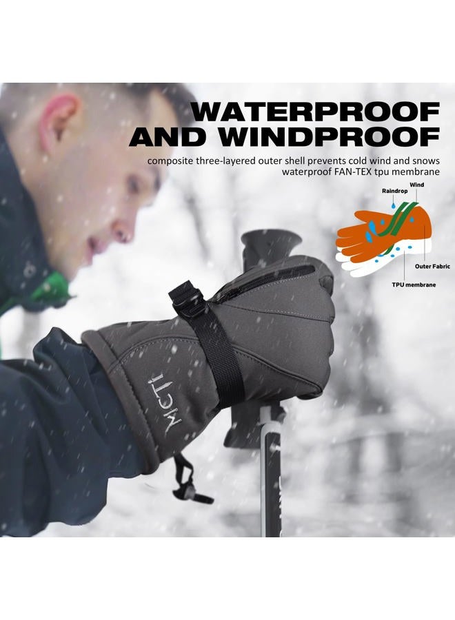 MCTi Waterproof Mens Ski Gloves Winter Warm 3M Thinsulate Snowboard Snowmobile Cold Weather Gloves - Image 3