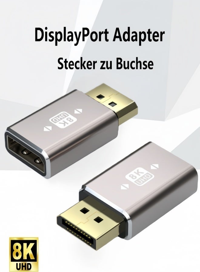 الصفحة الرئيسية محول Displayport Coupler (عبوة من 2 قطعة)، غلاف من السبائك المعدنية 8K UHD HDR Displayport (DP) 1.4 محول تمديد من ذكر إلى أنثى، متوافق مع الإصدارات 1.3 و 1.2 و 1.1 - Image 1