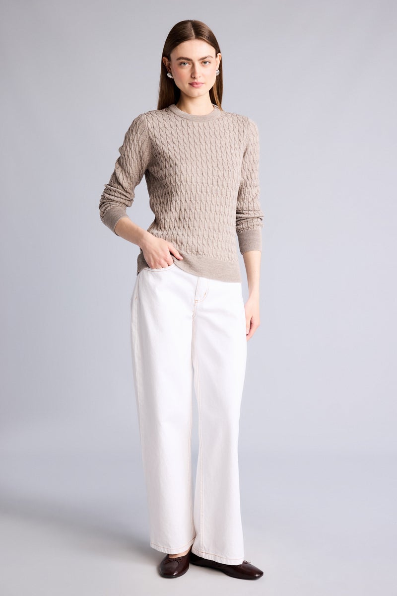 DeFacto Beige Woman Regular Fit Beige Crew Neck Sweater Casual - Image 2