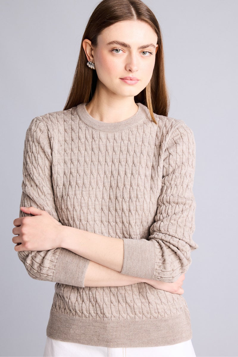 DeFacto Beige Woman Regular Fit Beige Crew Neck Sweater Casual - Image 1