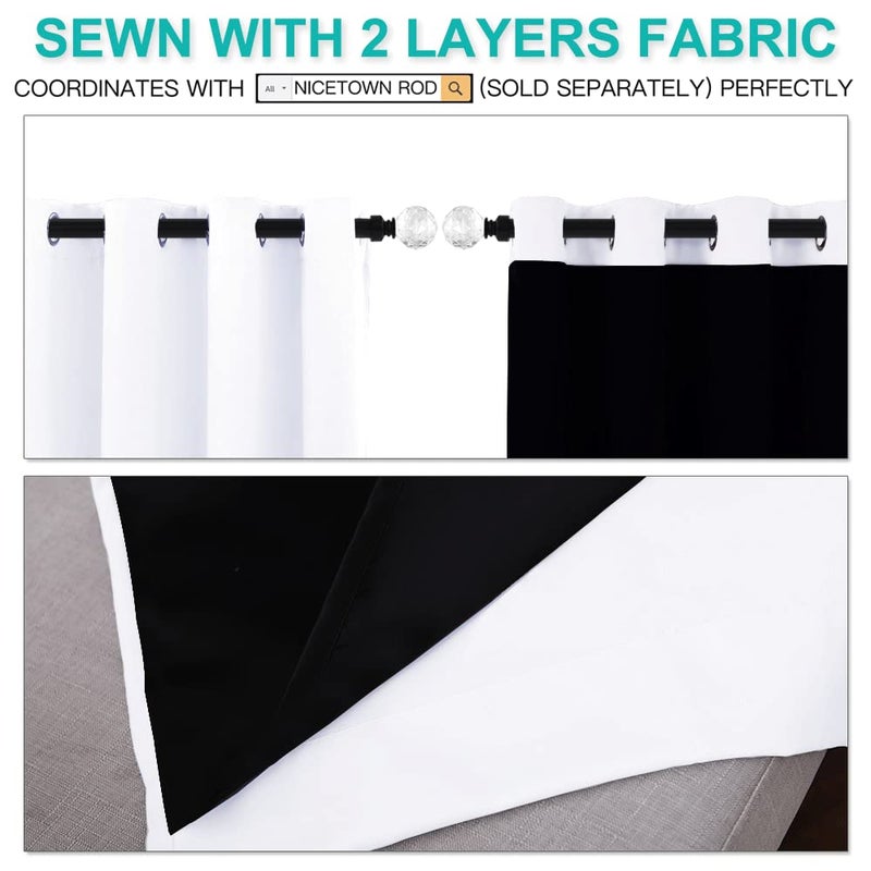 NICETOWN Pure White 100% Blackout Lined Curtains, 2 Thick Layers Completely Blackout Window Treatment Panels Thermal Insulated Drapes for Kitchen (1 Pair, 42-inch Width x 63-inch Length Each Panel) - Image 5