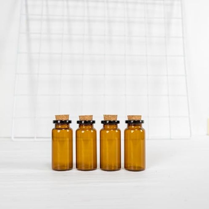 Jarvials 10ml Small Brown Glass Bottles with Corks Dark Brown Mini Corks Bottles Amber Glass Vials for Arts Crafts Wedding Decoration Party,50 Pcs - Image 4
