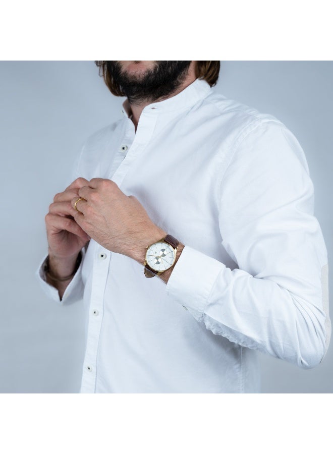 PIERRE CARDIN LUXURY TIMEPIECE - ELEGANT GOLD & BROWN LEATHER MEN'S WATCH - Image 2