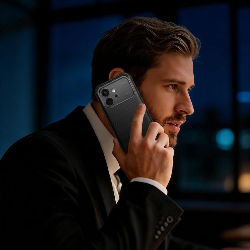 بارالونا غطاء لـ Honor 600، [مقاوم للصدمات بدرجة عسكرية]، غطاء هاتف نحيف بنسيج ألياف الكربون، مقاوم للخدوش وخفيف الوزن - أسود - Image 5