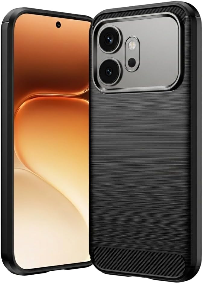 بارالونا غطاء لـ Honor 600، [مقاوم للصدمات بدرجة عسكرية]، غطاء هاتف نحيف بنسيج ألياف الكربون، مقاوم للخدوش وخفيف الوزن - أسود - Image 1