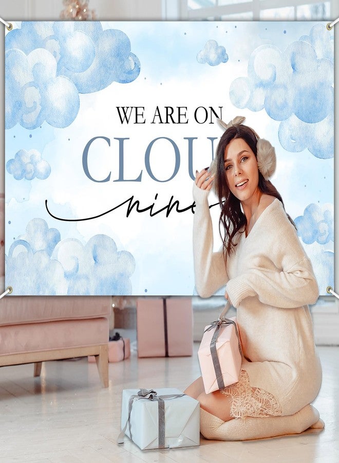افيزانو لافتة استقبال مولود جديد من Avezano Cloud Nine، خلفية زرقاء سحابية لحفلة الكشف عن جنس المولود (6 × 3.6 قدم) - Image 3