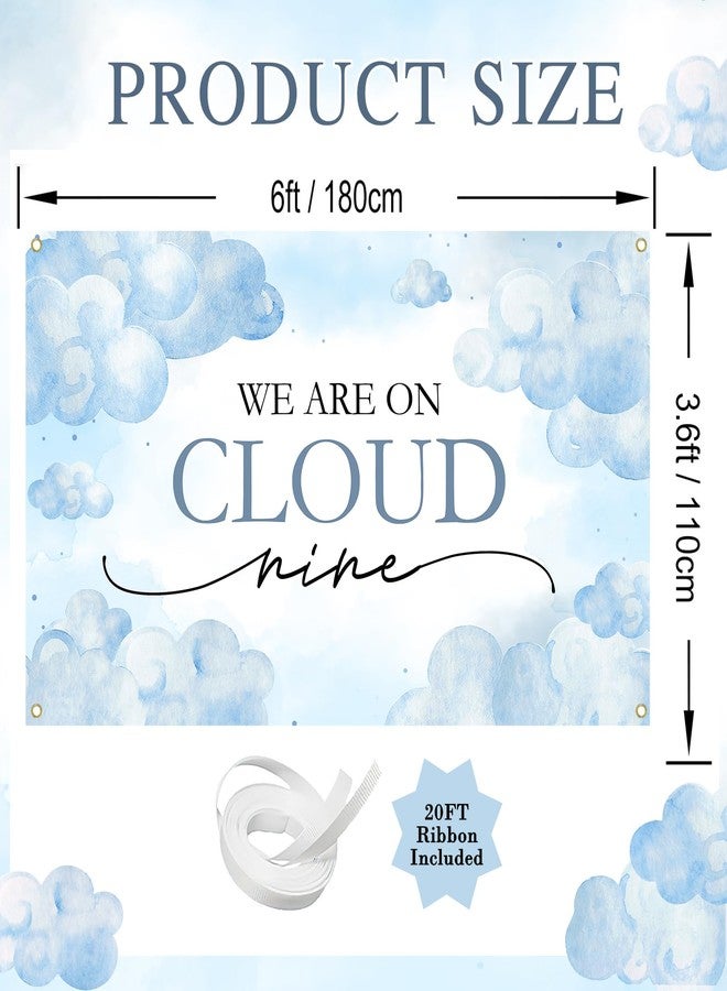 افيزانو لافتة استقبال مولود جديد من Avezano Cloud Nine، خلفية زرقاء سحابية لحفلة الكشف عن جنس المولود (6 × 3.6 قدم) - Image 4