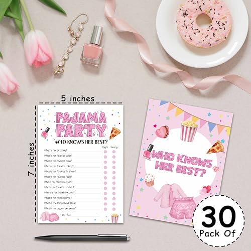Levitatinyear Slumber Party Games, Who Knows Her Best Pajama Party Game for Adults, 30 Sleepover Games Cards (5" X 7"), Sleepover Birthday Party Favors Supplies Decorations -14 - Image 2