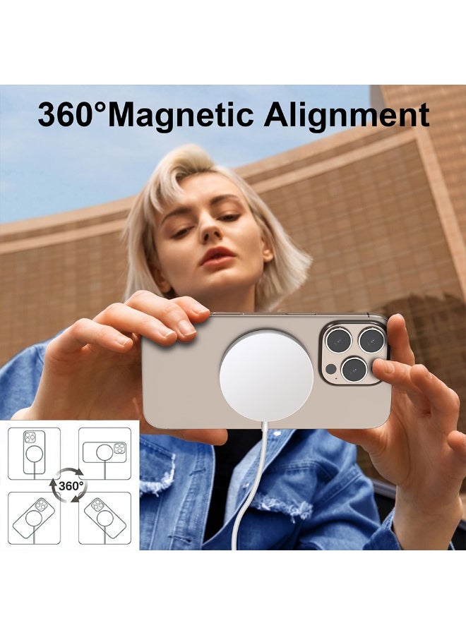 FDTY شاحن لاسلكي مغناطيسي بقوة 15 واط - شاحن MagSafe - قاعدة شحن سريع متوافقة مع سلسلة هواتف iPhone 17/16/15/14/13/12 وAirPods 2 و3 Pro - قاعدة MagSafe مزودة بمصباح LED (أبيض) - Image 4