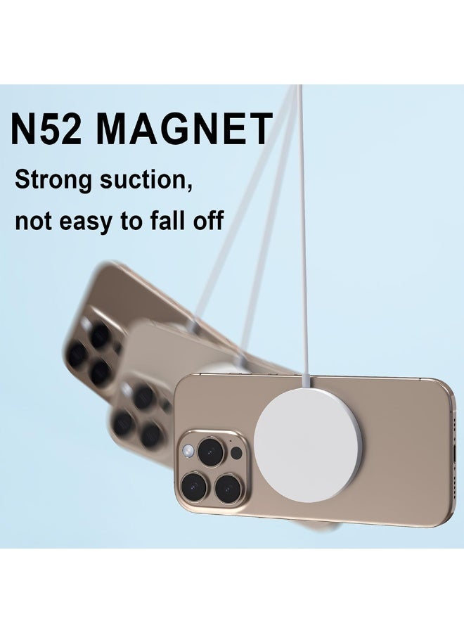 FDTY شاحن لاسلكي مغناطيسي بقوة 15 واط - شاحن MagSafe - قاعدة شحن سريع متوافقة مع سلسلة هواتف iPhone 17/16/15/14/13/12 وAirPods 2 و3 Pro - قاعدة MagSafe مزودة بمصباح LED (أبيض) - Image 2