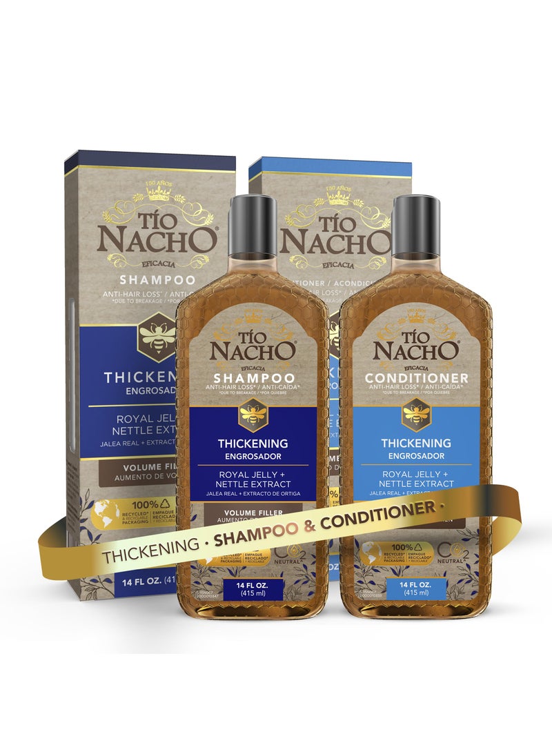 Tio Nacho Tio Nacho Thickening Shampoo and Conditioner Set: Capilgross, Royal Jelly, Nettle, Aloe Vera, Reduces Hair Loss, Strengthens, Nourishes, Volumizes - 14 fl oz Each 