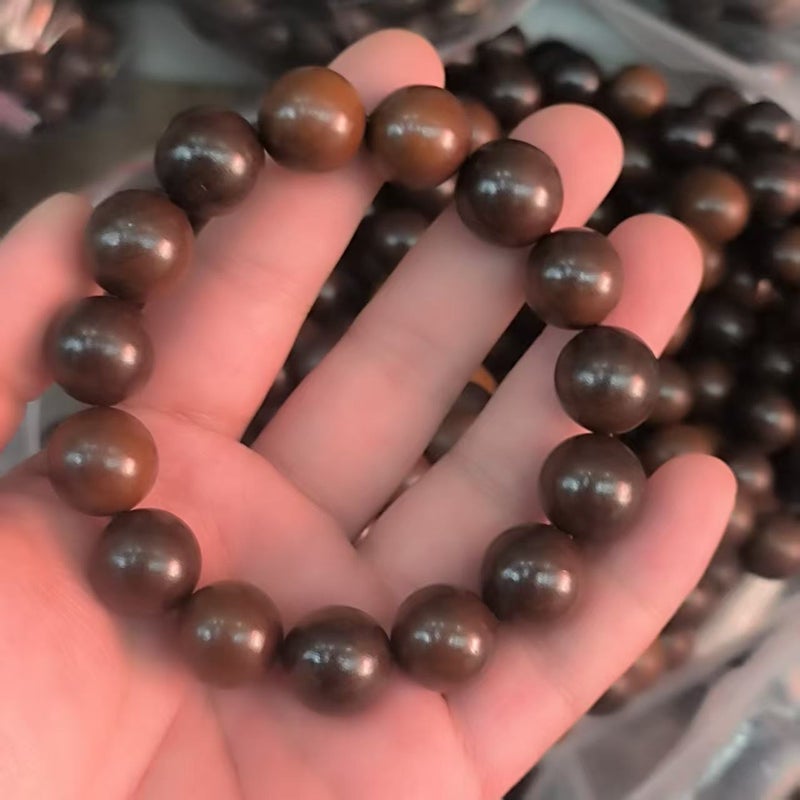 Natural Lightning-Struck Jujube Wood Handmade Bead Bracelet with Full Lightning Marks