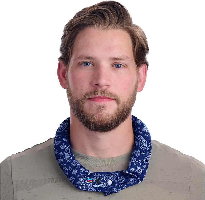 KOOLGATOR Evaporative Cooling Neck Wrap - Keep Cool in The Heat, Summer Cooling Accessories, Long Lasting, Reusable & Breathable, Available in 1, 3, or 5 Pack (Blue & Red Paisley, 1 Pack) - Image 1