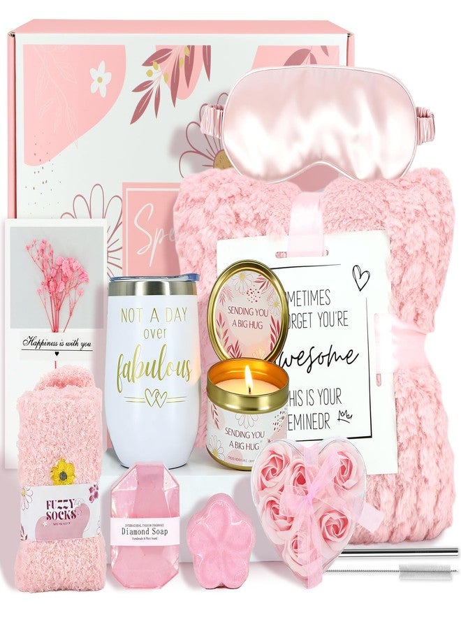 RidaaFri Birthday Gifts for Women, Self Care Get Well Soon Gifts Basket for Women, Flower Relaxing Spa Gift Basket Bath Set,Unique Luxury Self Care Box Gift for Mom Her Wife Sister Girlfriend, Girl Friend Pink - Image 1